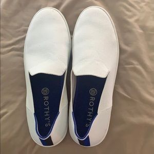 Rothys white canvas slip on shoes